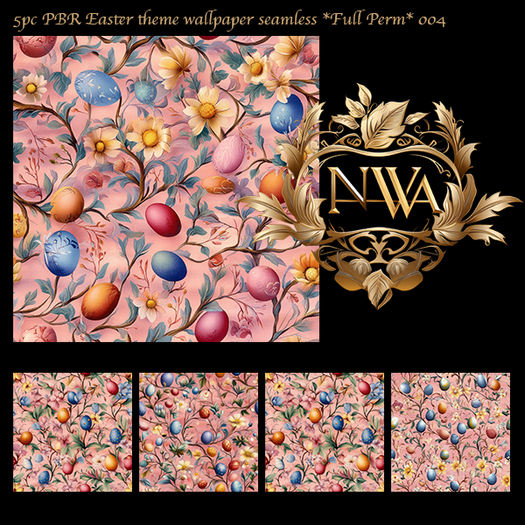 5pc PBR Easter theme wallpaper seamless *Full Perm* 004