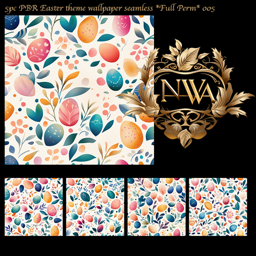 5pc PBR Easter theme wallpaper seamless *Full Perm* 005