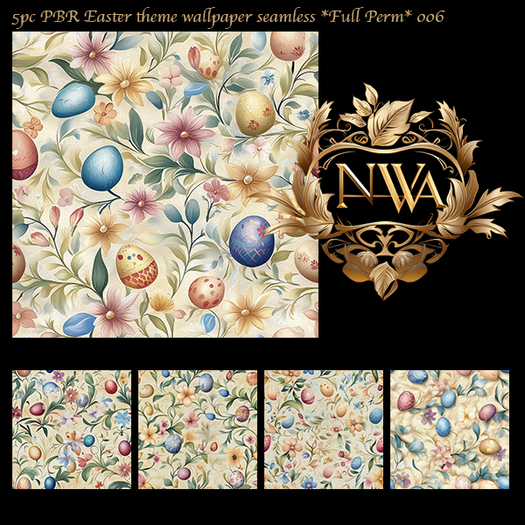 5pc PBR Easter theme wallpaper seamless *Full Perm* 006