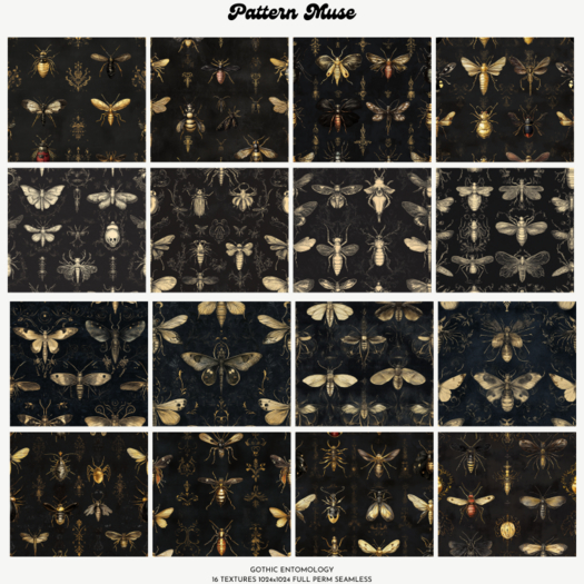 Gothic Entomology Seamless Textures Full Perm