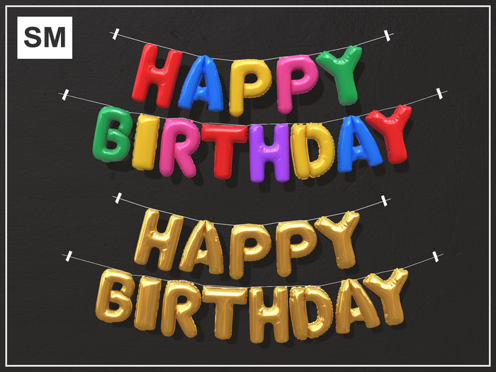 Birthday Balloon Banner (18 Colors)