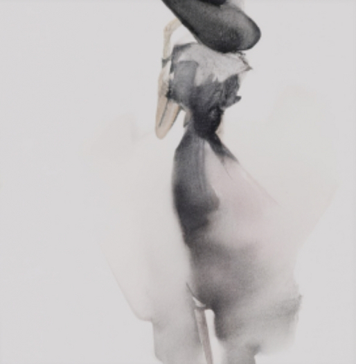 Watercolor Lady with hat