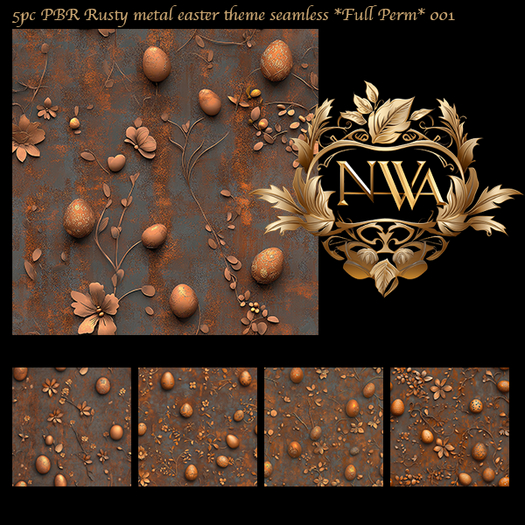 5pc PBR Rusty metal easter theme seamless *Full Perm* 001