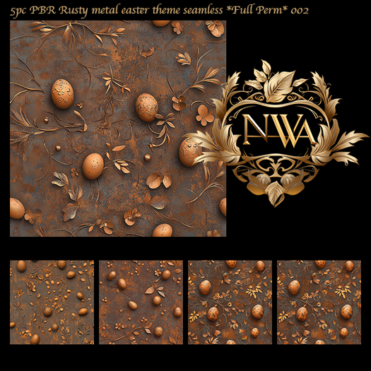 5pc PBR Rusty metal easter theme seamless *Full Perm* 002