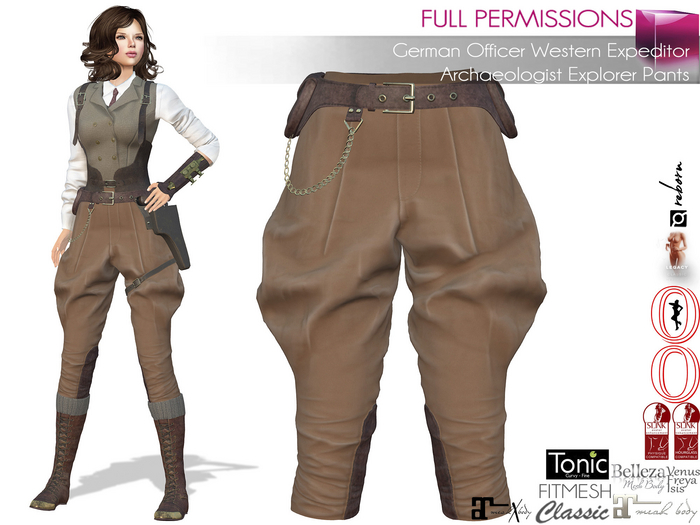 Full Perm Female Steampunk Harem Pants - Maitreya Ebody Reborn Legacy Belleza Slink Tonic Classic Avatars