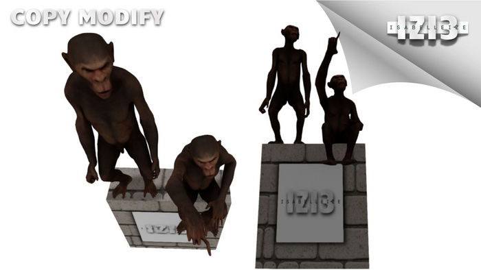 Chimpanzee Figure Set with Customizable Board Mesh - Copy & Modify