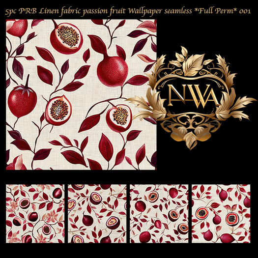 5pc PRB Linen fabric passion fruit Wallpaper seamless *Full Perm* 001