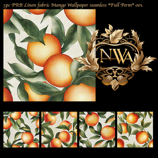 5pc PRB Linen fabric Mango Wallpaper seamless *Full Perm* 001