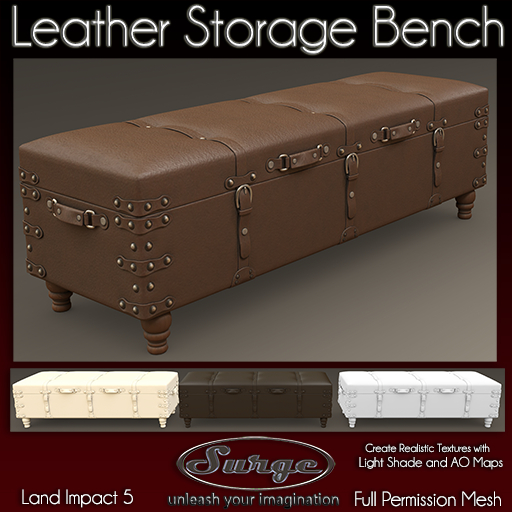 Leather Storage Bench - Original Full Permission Mesh