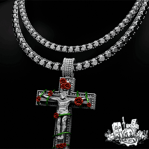 {GLO} - Jesus w Roses Tennis Necklace  