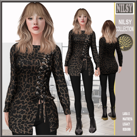 LACED SKIN PRINT SWEATER&LEGGINGS