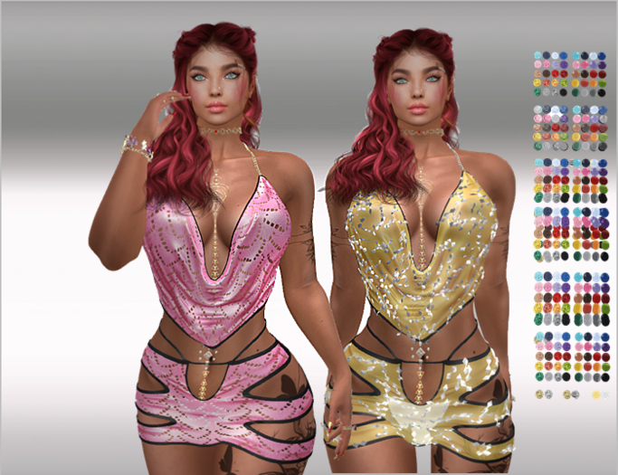 SET Top with Chain & Skirt,Stones 5x Color HUD,LaraX,Legacy,Reborn,full Pack