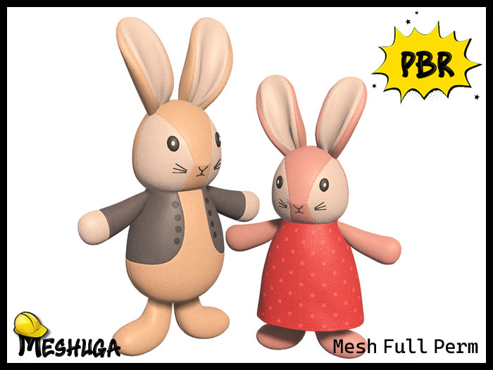 Meshuga PBR BunBun & Buttercup Easter Bunny Plush Toy FULL PERM MESH
