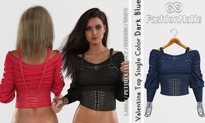 Top Valentina Dark Blue - Reborn,  Legacy,  LaraX, PetiteX - FashionNatic