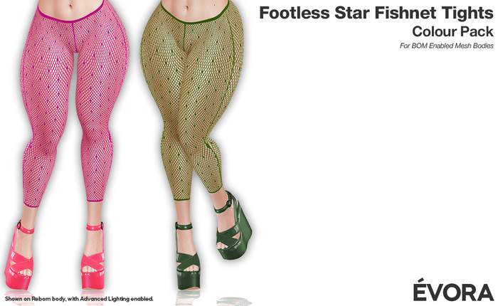 EVORA - Footless Star Fishnet Tights (Colour Pack)