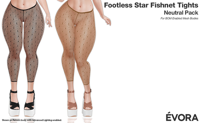 EVORA - Footless Star Fishnet Tights (Neutral Pack)