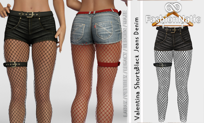 Shorts Valentina with Tights Black Denim - Jeans - Reborn,  Legacy,  LaraX, PetiteX - FashionNatic
