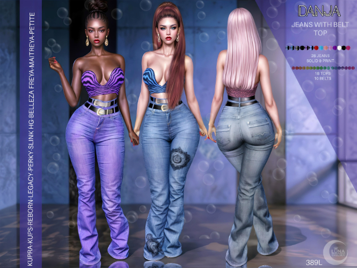 ❤️-, Danja High Waist wide leg jeans and top outfit, 46 mix match textures