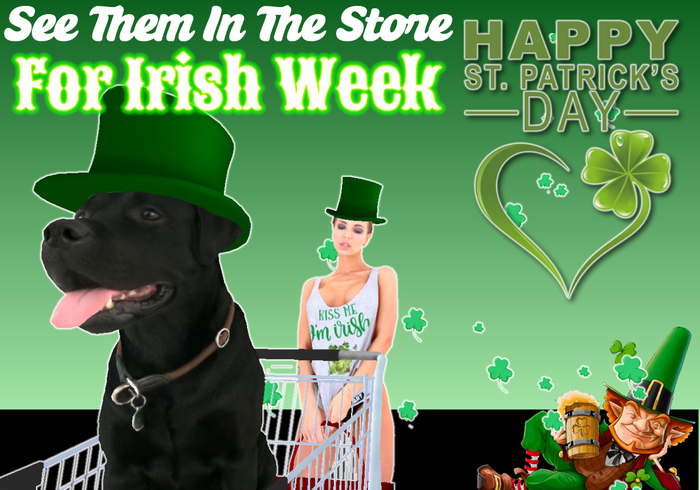 ♣ ~~ IRISH Girl with Shamrock (dog) & Cart ♣ With Particle Emitter