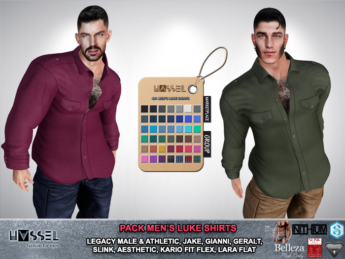 (HASSEL) PACK MEN'S LONG SLEEVE SHIRTS LEGACY MALE & ATHLETIC, KARIO FIT & FLEX, JAKE, GIANNI, AESTHETIC, SLINK 481 