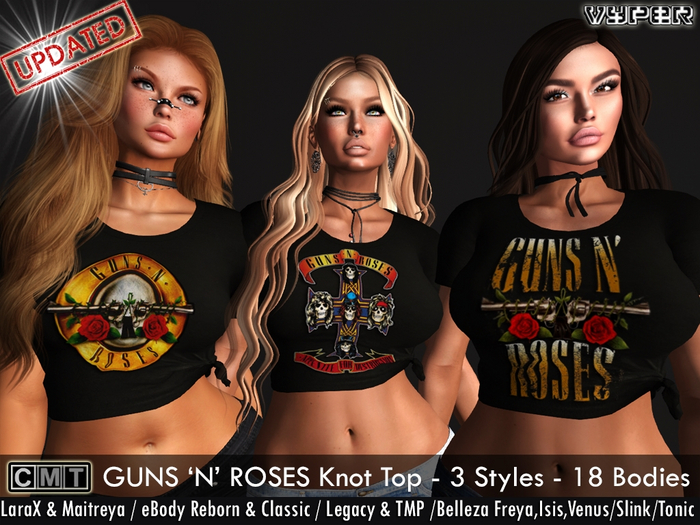 [VYPER] 096 Ladies Knotted T-Shirt GUNS N ROSES