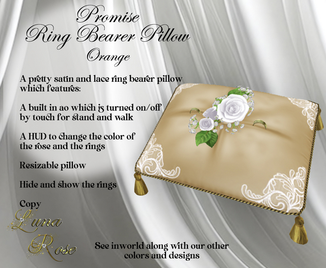 Promise Ring Bearer Pillow Orange