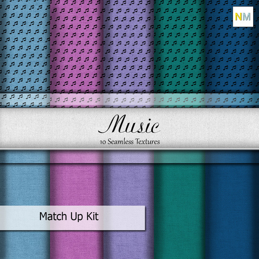 Music 10 Seamless Fabric Textures MatchUp Kit NM