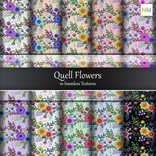 Quell Flowers 10 Seamless Fabric Textures Full Perm NM