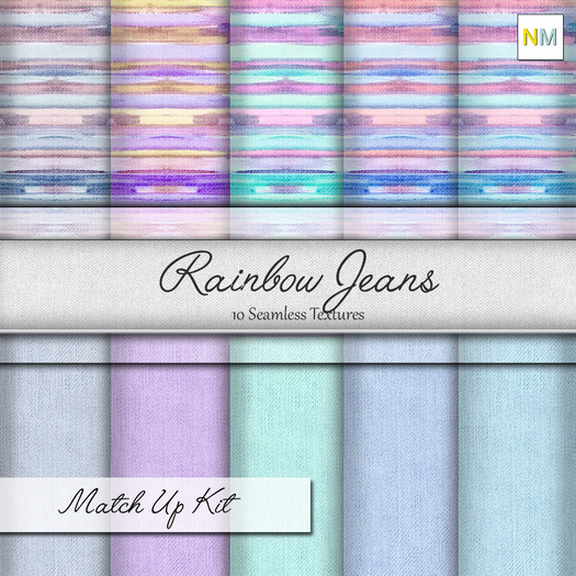 Rainbow Jeans Matchup Kit 10 Seamless Textures NM