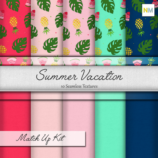 Summer Vacation Matchup Kit 10 Seamless Fabric Textures NM