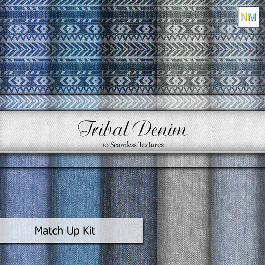 Tribal Denim Matchup Kit 10 Seamless Fabric Textures NM
