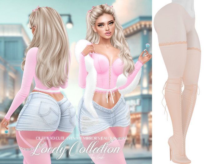 Lush - Lovely Boots w/ Lace Stockings Soft Peach