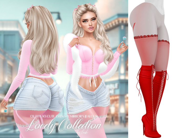 Lush - Lovely Boots w/ Lace Stockings Red