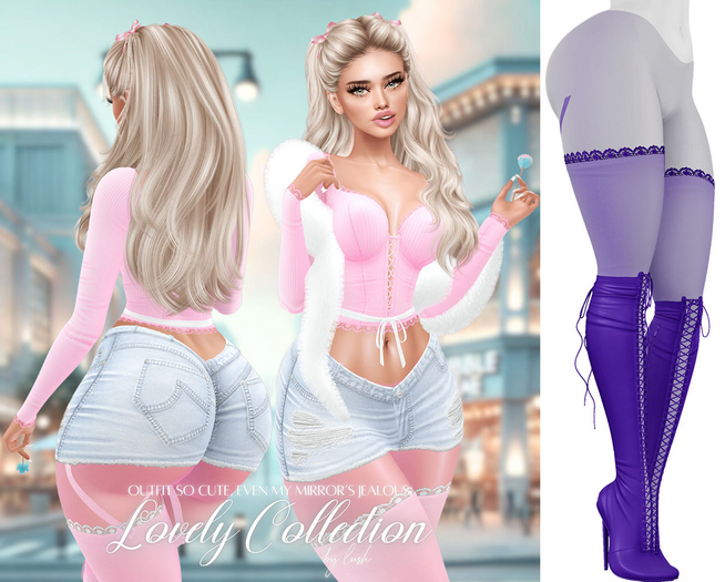 Lush - Lovely Boots w/ Lace Stockings  Purple