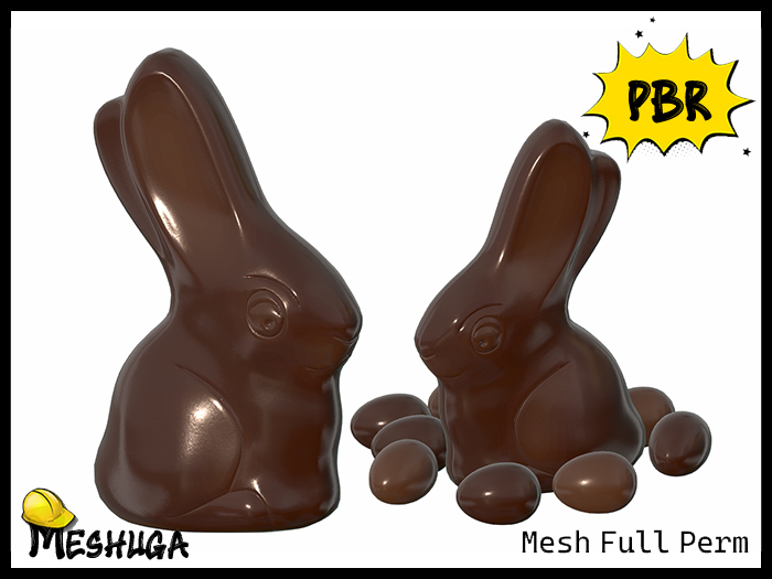 Meshuga PBR Easter Chocolate Bunny & Eggs FULL PERM MESH 