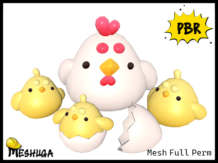 Meshuga PBR Easter Kawaii Chicken Family FULL PERM MESH 