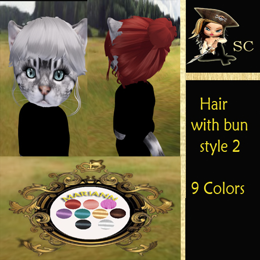 Hair with bun style 2 ( 9 colors )