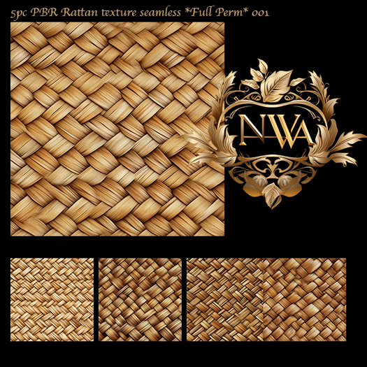 5pc PBR Rattan texture seamless *Full Perm* 001
