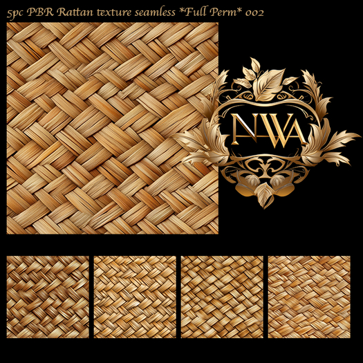 5pc PBR Rattan texture seamless *Full Perm* 002