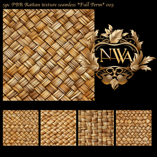 5pc PBR Rattan texture seamless *Full Perm* 003