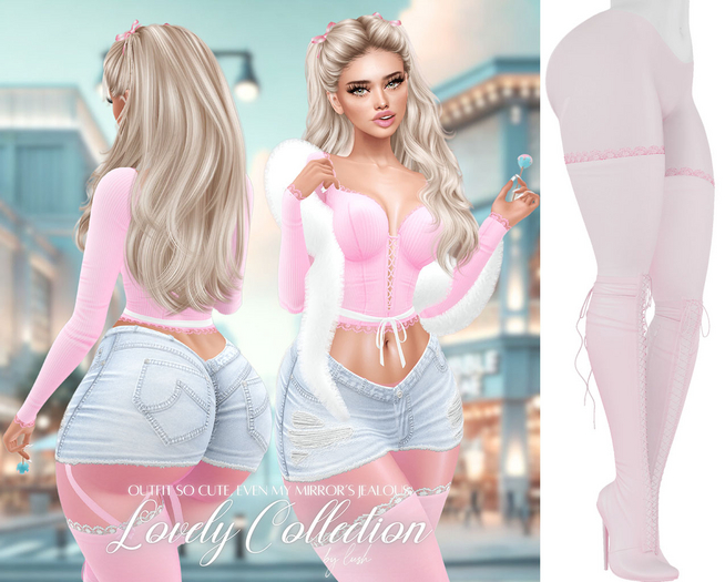 Lush - Lovely Boots w/ Lace Stockings Peach Pink