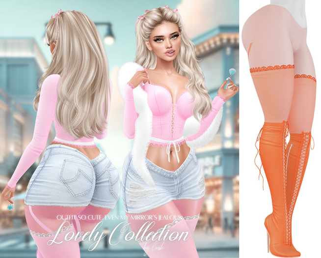 Lush - Lovely Boots w/ Lace Stockings Orange