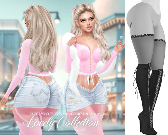 Lush - Lovely Boots w/ Lace Stockings Onyx
