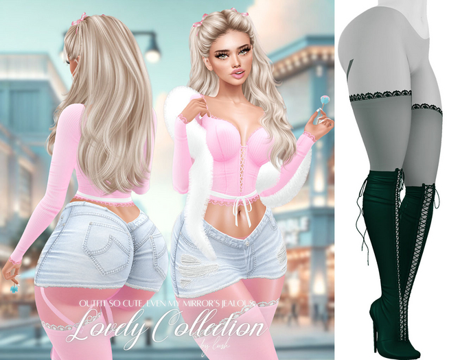 Lush - Lovely Boots w/ Lace Stockings Emerald