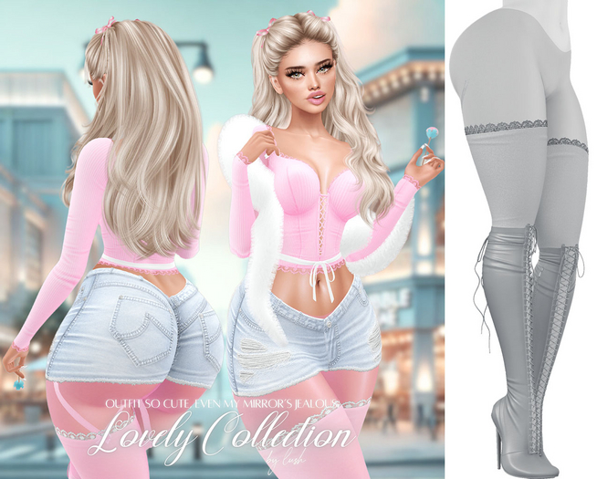 Lush - Lovely Boots w/ Lace Stockings Grey
