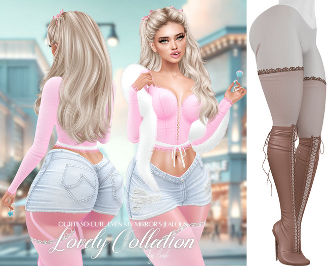 Lush - Lovely Boots w/ Lace Stockings Light Brown