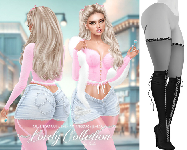 Lush - Lovely Boots w/ Lace Stockings Black