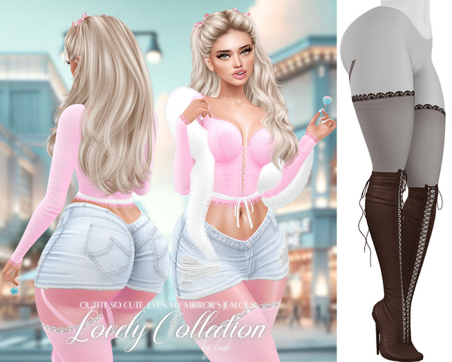 Lush - Lovely Boots w/ Lace Stockings Brown