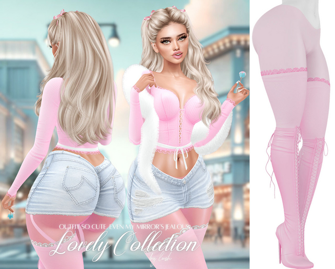 Lush - Lovely Boots w/ Lace Stockings Bubble Gum