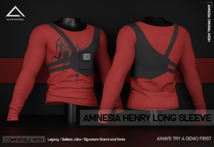 # AMNESIA - Henry Long Sleeve - Red Print